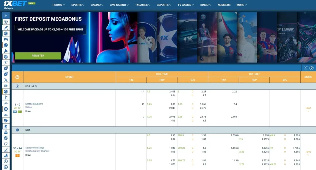 Features of 1xBet online casino and betting platform